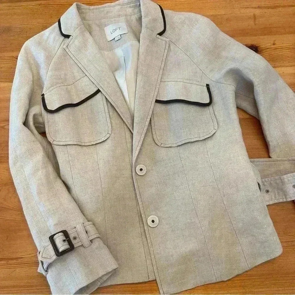 Ann Taylor LOFT Linen Belted Jacket Blazer NWOT women 6 - Picture 2 of 11